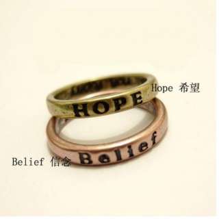 Pcs HOPE LOVE LUCK PEACE Free Belief Wisdom Courage Ring 17  
