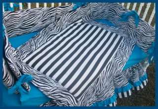 NEW crib bedding set BLUE BLACK ZEBRA STRIPE fabrics  