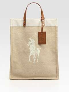 Ralph Lauren Collection   Printed Polo Pony Canvas and Jute Tote
