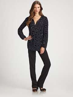   neckline Long sleeves Pull on style Rayon dots Silk Dry clean Imported