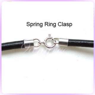 10 Black Leather Cord Sterling Silver clasp Necklace  