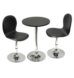Spectrum Black Round Dining Table And 2 Swivel Leather Chairs SET 