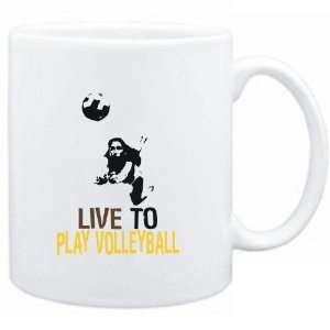    Mug White  LIVE TO play Volleyball  Sports