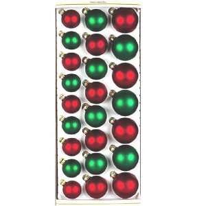 Club Pack of 24 Glass Ball 2 3 Red & Green Matte Christmas Ornaments