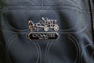 Signature Black COACH MIA 15402 Sateen OUTLINE Leather Purse Handbag 