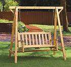 PATIO FURNITURE  WOODEN GARDEN BENCH SWING WITH FRAME SET BEAUTIFUL 