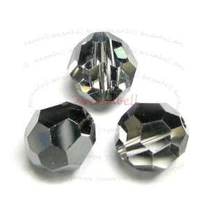 4x Swarovski crystal 5000 Round Bead Silver Night 10mm  