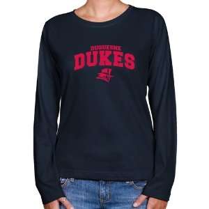 NCAA Duquesne Dukes Ladies Navy Blue Logo Arch Long Sleeve Classic Fit 