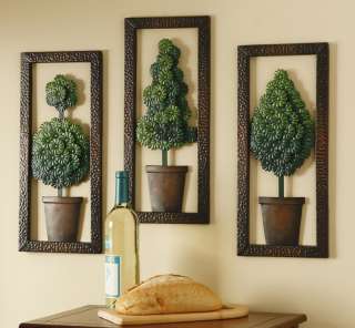  Decor Metal Wall Art 3 Pc Metal Topiary Plaque In The Frame Set  