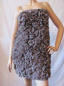 New MM COUTURE MISS ME Womens Grey Lined Ruffled Mini Cocktail Dress 