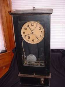 Old Vintage Simplex Time Recorder Punch Card Wall Winding Clock  