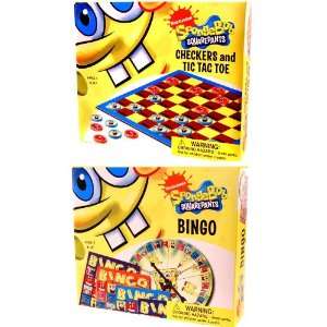 Nickelodeon Bingo, Checkers & Tic Tac Toe Set of 3 Games Spongebob 