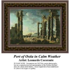  Port of Ostia in Calm Weather, Cross Stitch Pattern PDF 