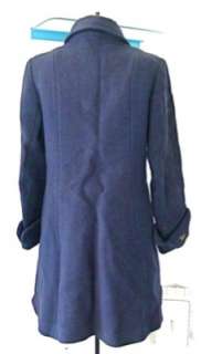 Vtg 40s WWII 50s Blue Wool Fit Flare Coat Huge Cuffs  