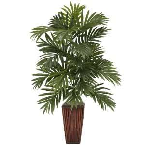  Areca Palm w/Bamboo Vase Silk Plant Green Colors   Silk Plant Home