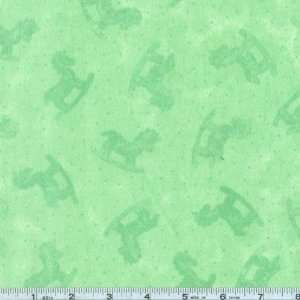  45 Wide Precious Flannel Rocking Horses Green Fabric By 