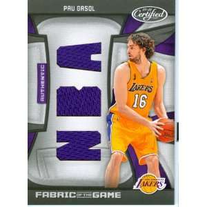 2009 Certified Authentic Pau Gasol Triple Patch Game Worn Jersey Card 