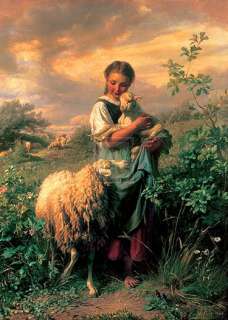 JOHANN HOFNER The Young Shepherdess sheep lamb PRINT  
