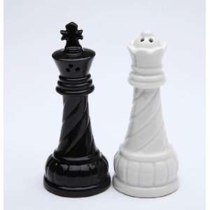75 inch Black King And White Queen Ceramic Salt And Pepper Pot Set 