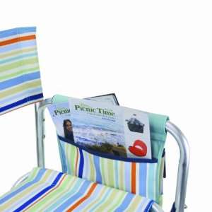   Portable Folding Sports Chair, Aqua Blue St.Tropez Stripe Patio, Lawn
