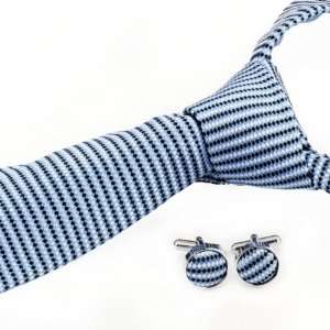  Designer Sky Blue Color Tie With Matching Cufflinks 