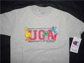 UGA Gray Georgia Bulldogs Sesame Street T shirt youth LG  