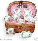   TEA SET FOR 2 Kittens In A Basket Childs Size Tea Set In Basket