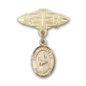  14kt Gold Baby Badge with St. Bernadette Charm and Badge 