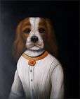High Q. Hand Painted Oil Painting Puppy in White Dress 20x24