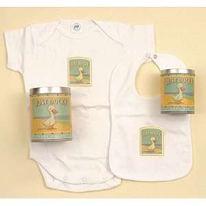 Just Ducky Baby Onesie in Retro Tin Can