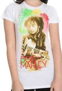 Bob Marley Face Rasta Acoustic Guitar Reggae T Shirt  