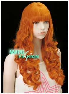 Long Curly Pumpkin Orange Hair Wig CU58  