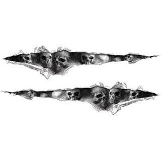  Ripped / Torn Metal Look Decals With Gray Skulls 