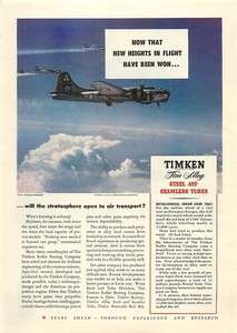 1946 Timken Roller Bearing Super Steel Plane Color Ad  
