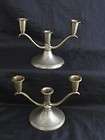 vintage art deco pewter pair of double candlesticks poole s