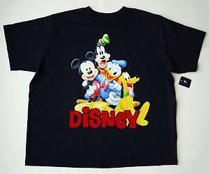 Disney Mickey Mouse, Goofy, Donald & Pluto Disney Navy Adult Tee 