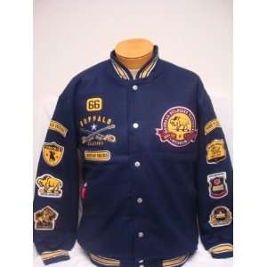 Navy Blue Buffalo Soldiers Wool Blend snap up jacket  