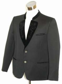 Men BLACK WOOL VELVET GERMAN Dinner Tux Suit JACKET/L  