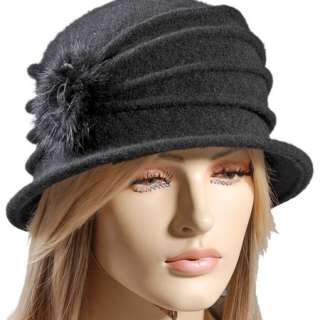 HJ1931 Black Elegant Lady Flower Bucket Crusher Hat Cap  