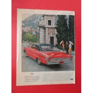 1963 Ford Galaxie, Print Ad. (red car/2 women/man.) Original Vintage 