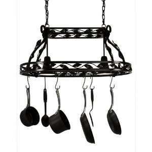  Country Kitchen Pot Rack with Down Light with Leaf Accents 