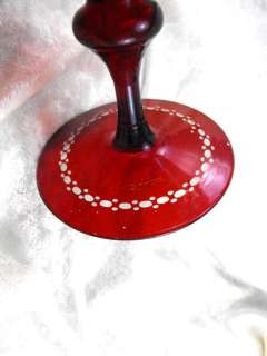 VINTAGE BOHEMIAN RUBY CUT TO CLEAR FOOTED COMPOTE  