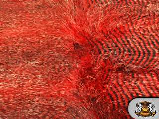 Peacock RED Faux / Fake Fur Fabric By the Yard  