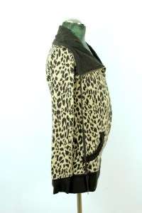 womens cheetah print FOREVER 21 cardigan sweater zip up trendy SMALL 