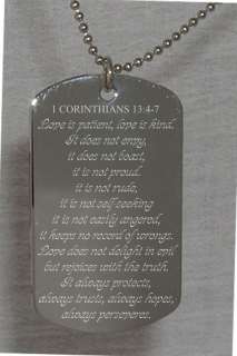 Corinthians Bible Verse Text Engraved Dog Tag Christian  