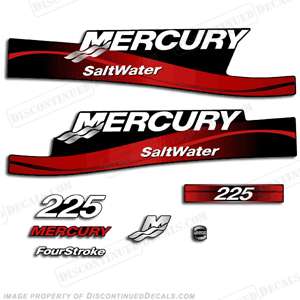Mercury 225hp 4 Stroke Outboard Decal Kit, Blue/Red 225 Fourstroke 