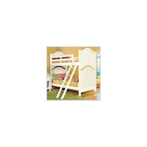  Twin over Twin Wood Bunk Bed In Summer White Finish Furniture & Decor