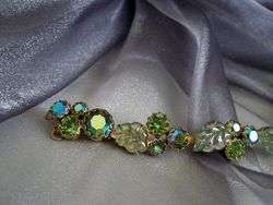 Vintage Weiss AB Rhinestone Glass Leaf Link Bracelet  