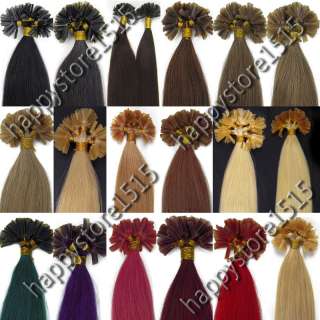 Straight Nail Keratin tipped Human REMY Hair Extensions 100S 18Colors 
