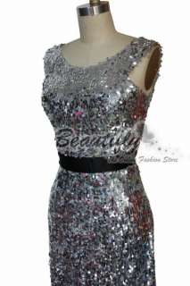 New Year Elegant Silver Sequins Evening Party Dress❤  